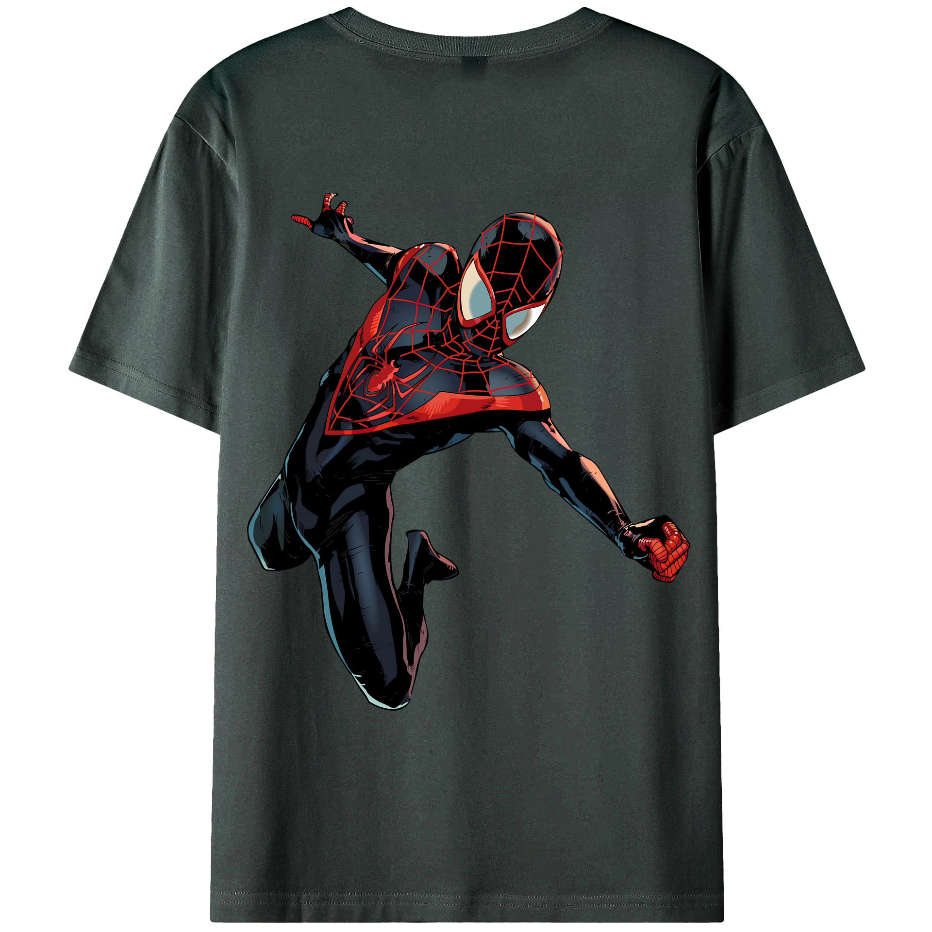 （画像用） Spider Man スパイダーマン 綿100％ メンズ半袖Tシャツ（バックプリント） 通気性